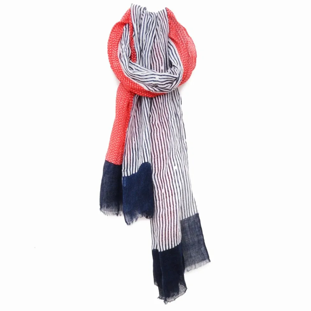 Gabriel printed linen scarf in red